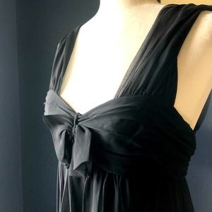 Vera Wang Black 100% Silk Midi Evening Dress Sz 6